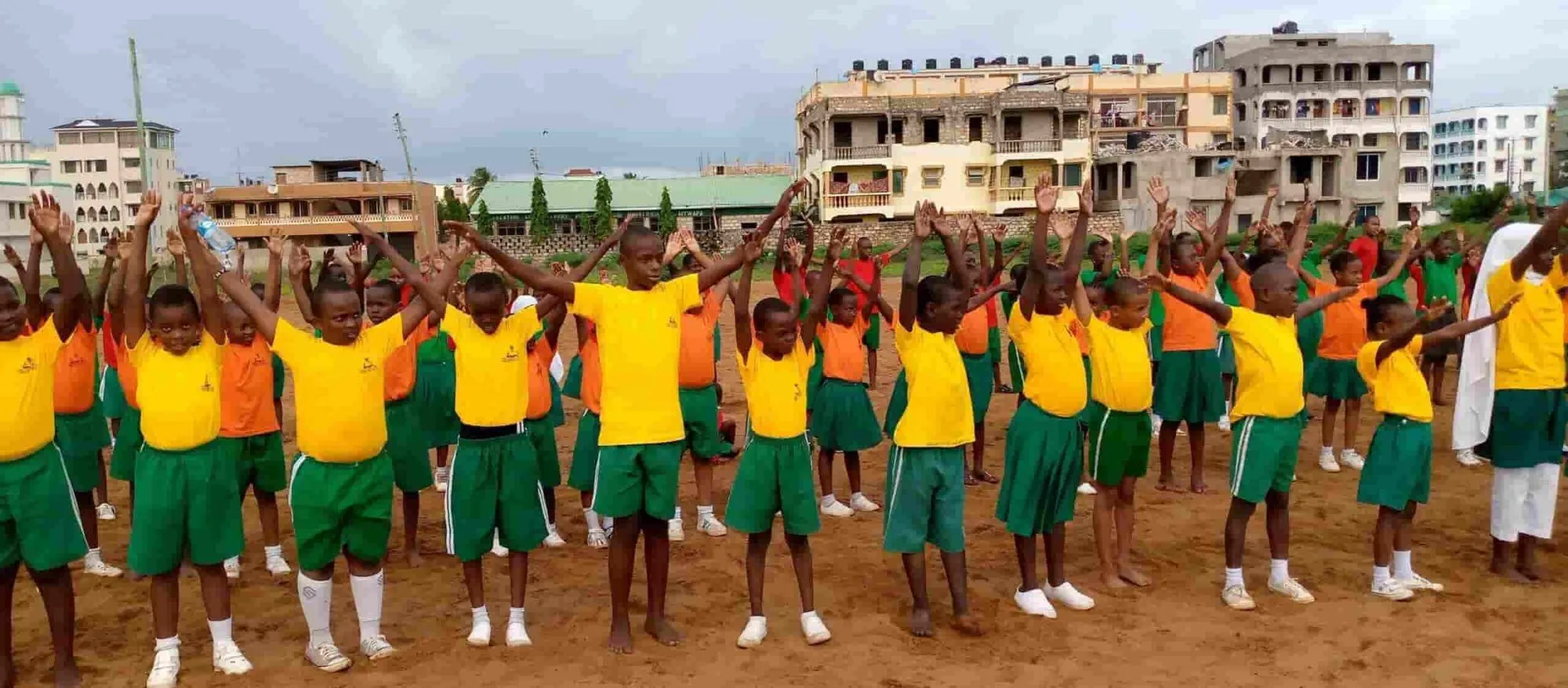 Children with hands up