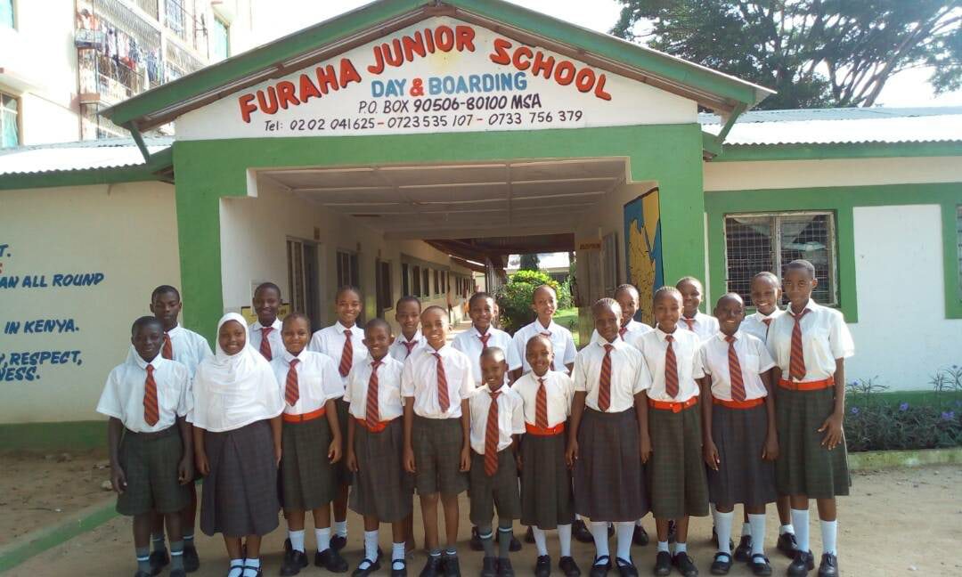 Students in front of Furaha Junior School